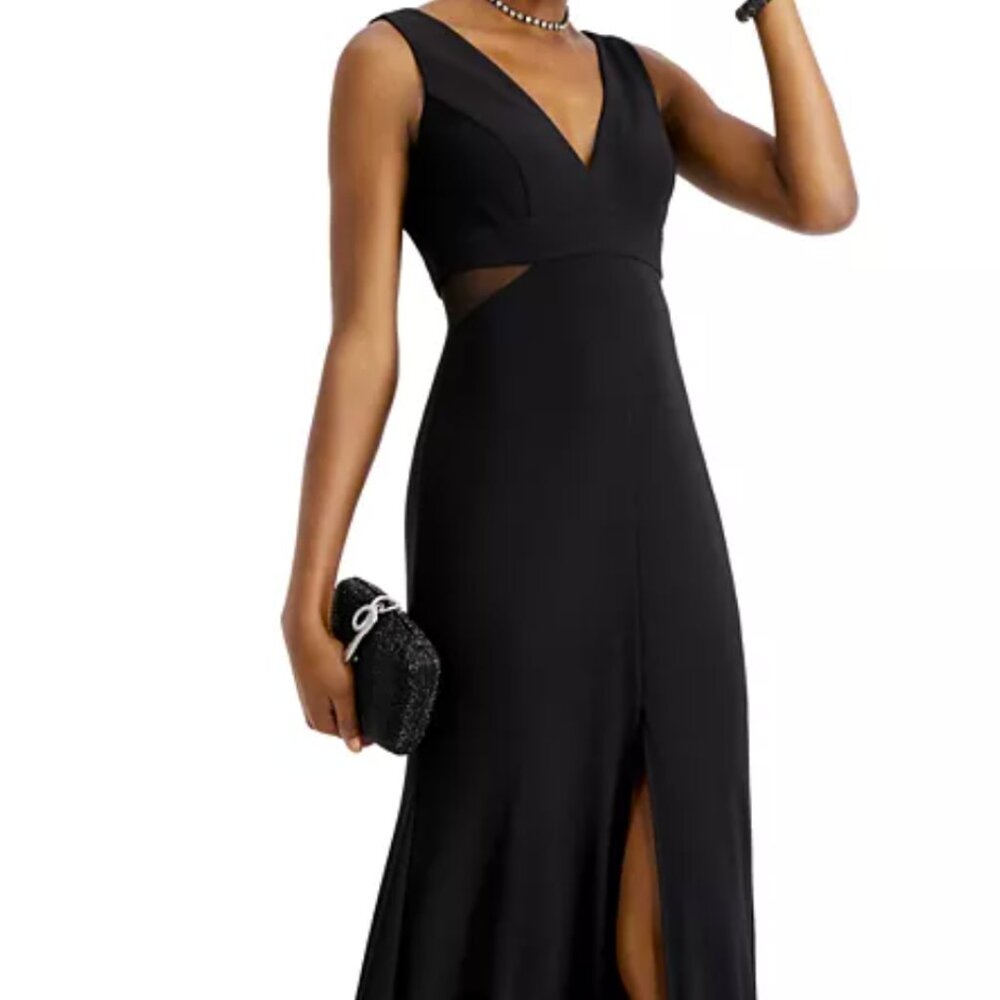 XSCAPE Petite Illusion-Inset Mermaid Gown Formal